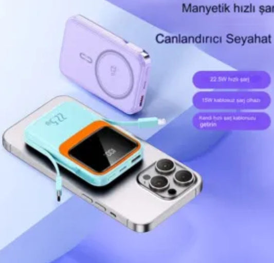12000 Mah Wireless Manyetik Power Bank Hızlı Şarj Cihazi Aleti
